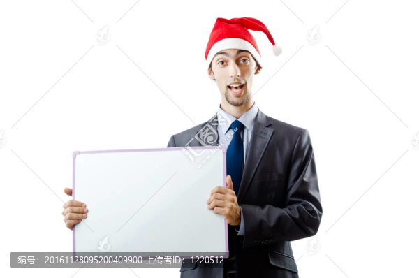 商人在圣誕老人帶著空白的信息