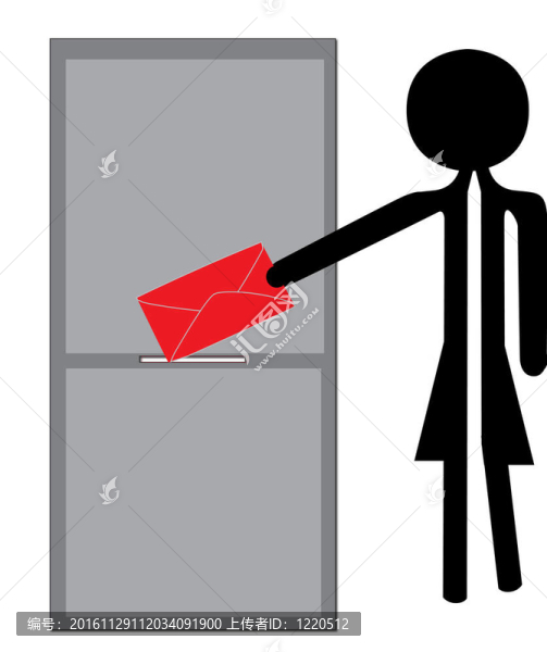 婦女張貼紅色信封