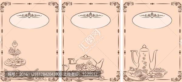 老式茶具和甜蛋糕。