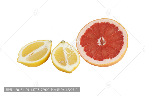 白色的成熟的檸檬和柚子。