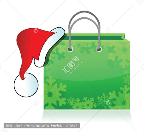帶Santa帽子的購(gòu)物袋