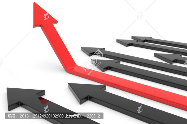 紅色箭頭。成功的概念；成長。