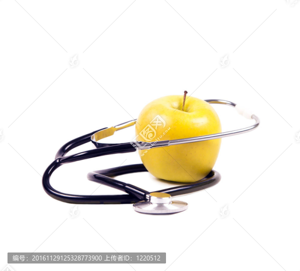 黃色；成熟的蘋果和聽診器。