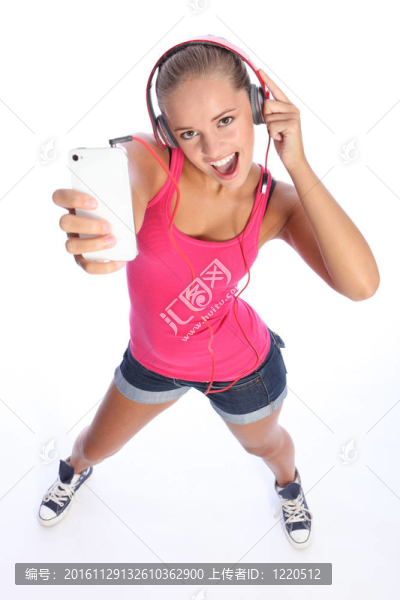 舞蹈樂趣的性感少女音樂電話