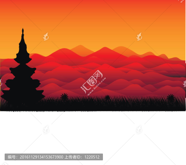 景觀：日落時的山