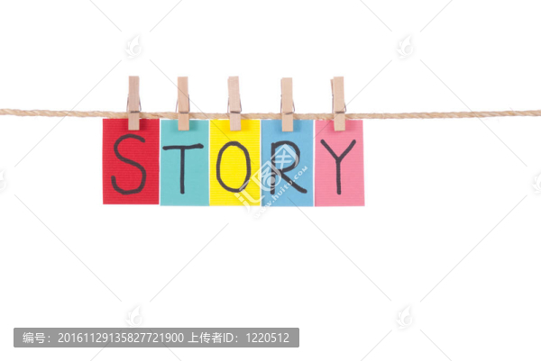 故事；木釘和彩色文字