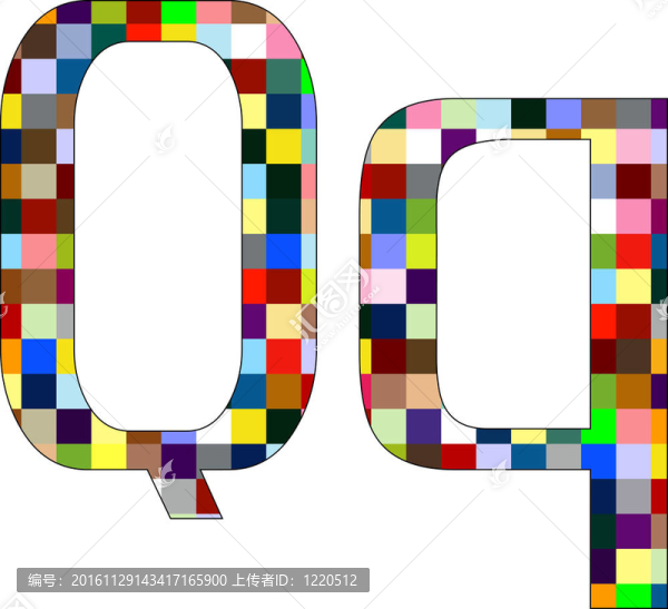 字體集1字母Q上孤立的White