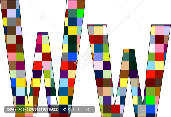 字體集1字母W孤立的白色