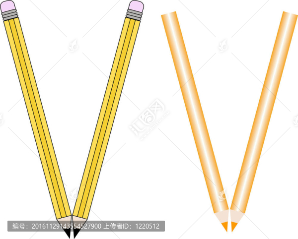 鉛筆和彩色鉛筆字體集字母V