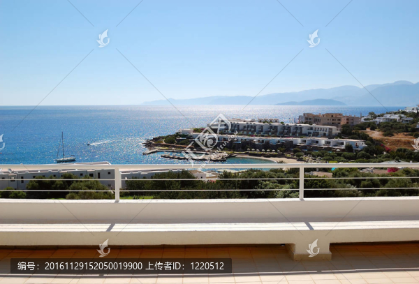 從豪華酒店陽(yáng)臺(tái)觀；克里特島；希臘