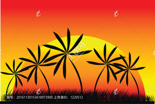 棕櫚樹與夏季日落
