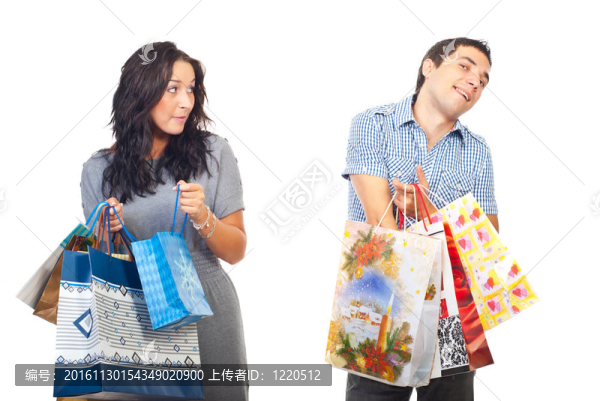 嫉妒的女人對男人的購物