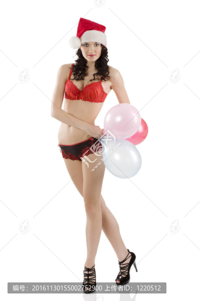 紅色和黑色內(nèi)衣和性感圣誕老人