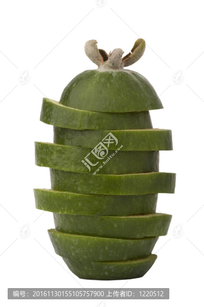 費(fèi)約果果實(shí)特寫(xiě)圖像；切成片