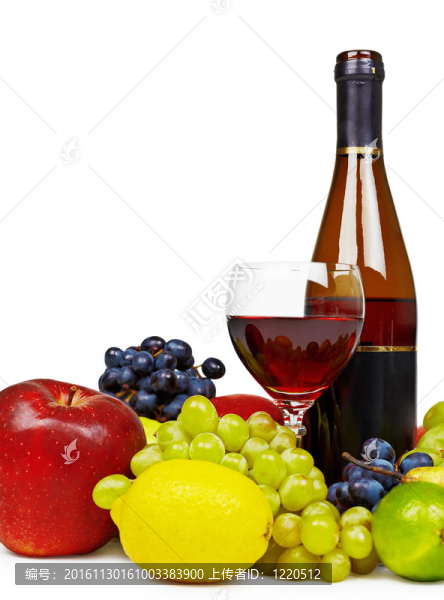 靜物與葡萄酒瓶；水果和玻璃