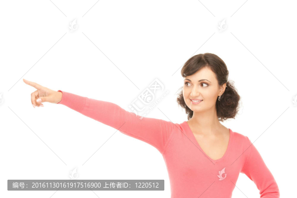 漂亮的女商人用手指
