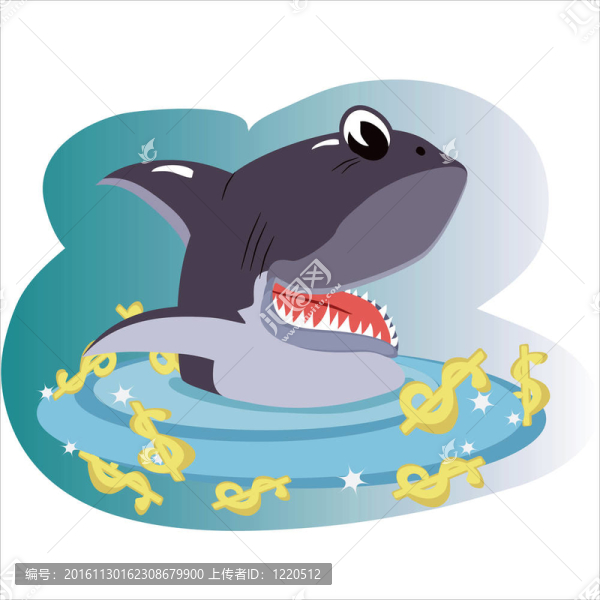 在一塊錢的海洋里的鯊魚