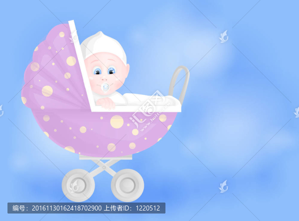 可愛的男嬰在嬰兒車