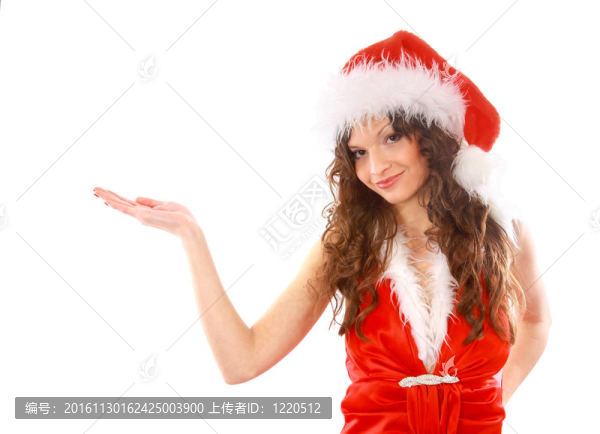 快樂的女孩打扮成Santa與圣誕禮物