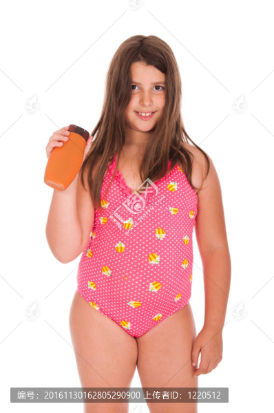 穿泳衣的女孩防曬乳液
