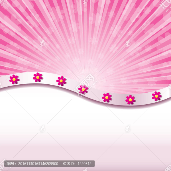 粉紅色背景與花卉；插圖