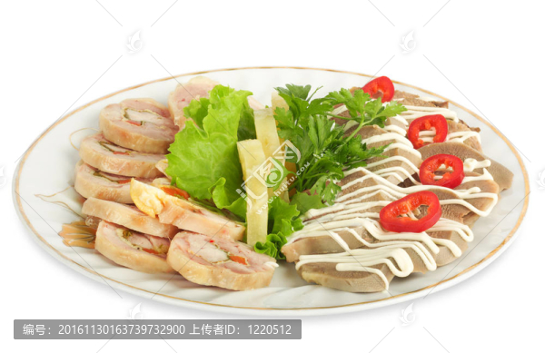 冷開胃菜肉餅；裝飾片菠蘿萵筍