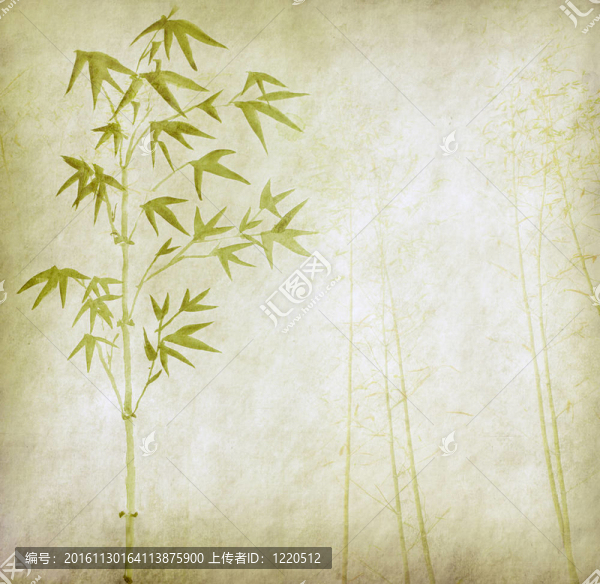 具有手工紙紋理的中國竹子設(shè)計(jì)