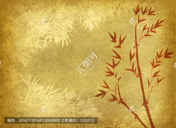 具有手工紙紋理的中國竹子設(shè)計(jì)