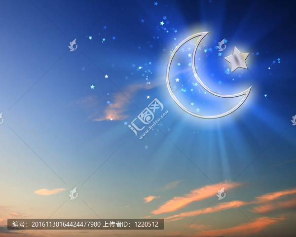 穆斯林的星星和月亮在藍(lán)色的天空