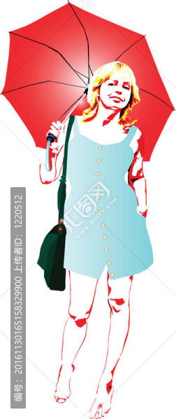 紅傘下的女孩