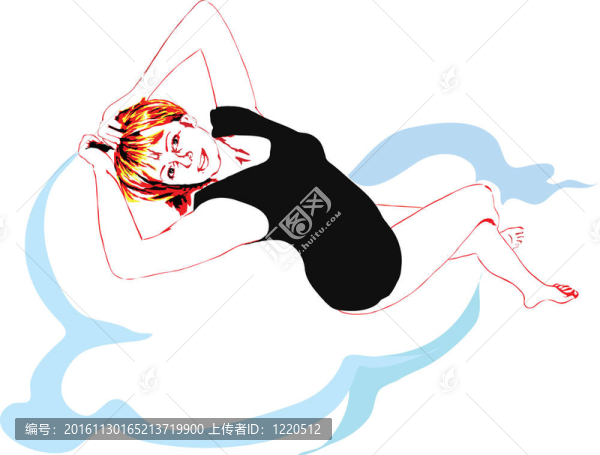 穿著黑色連衣裙的赤腳女孩