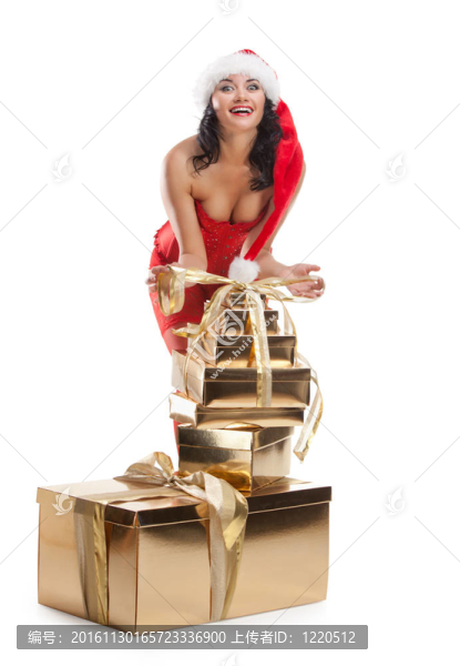 美麗的圣誕老人在圣誕帽