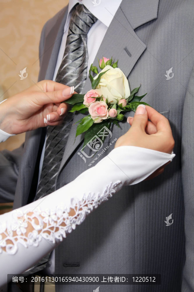 手的未婚妻和新郎的花束