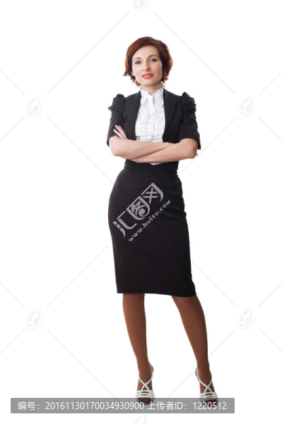 漂亮的女商人雙臂交