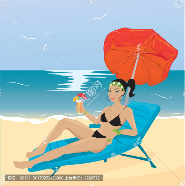 海灘上的年輕女人