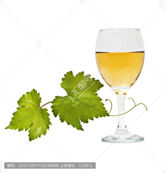 有酒和葡萄藤的酒杯