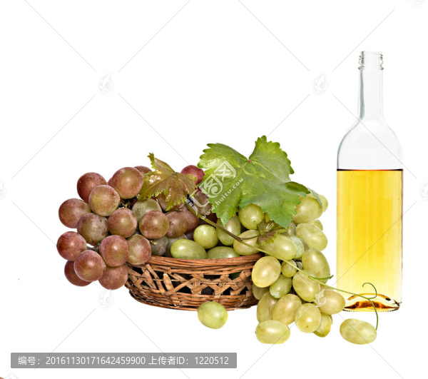籃子里的酒瓶和葡萄藤
