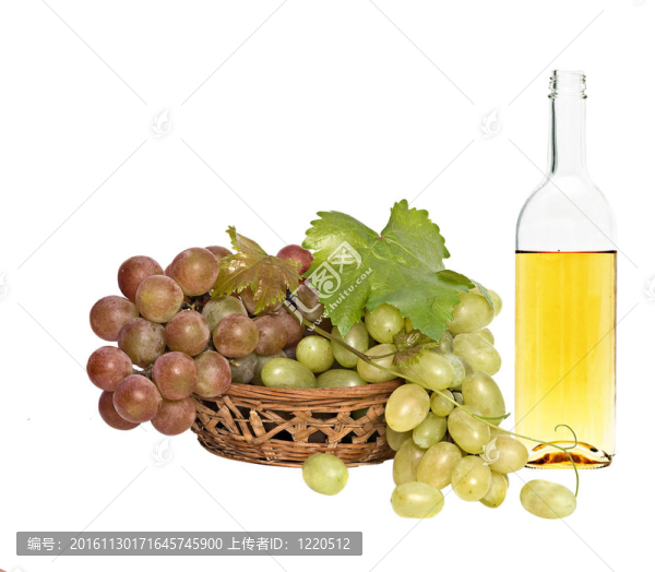 籃子里的酒瓶和葡萄藤