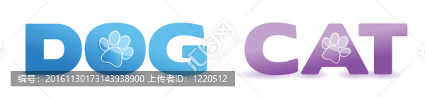 狗和貓的文本爪子打印