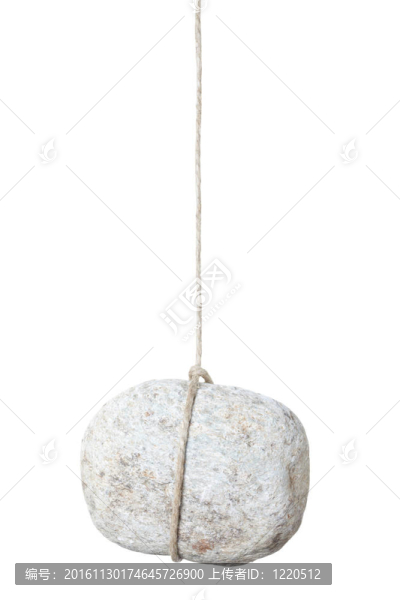 石頭；掛在繩子上的石頭
