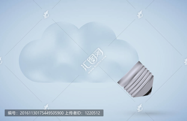 概念電腦云與燈泡燈。思想。eps10