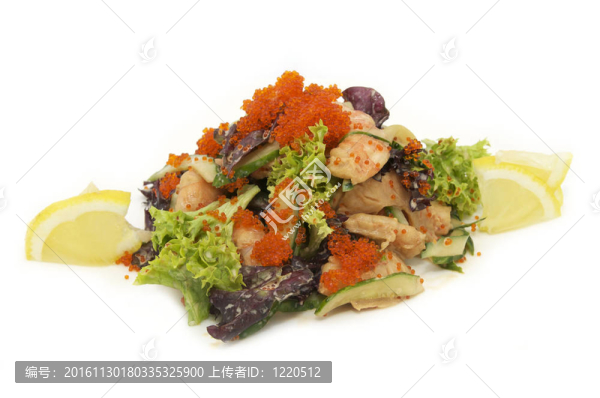 魚子醬和蝦仁沙拉
