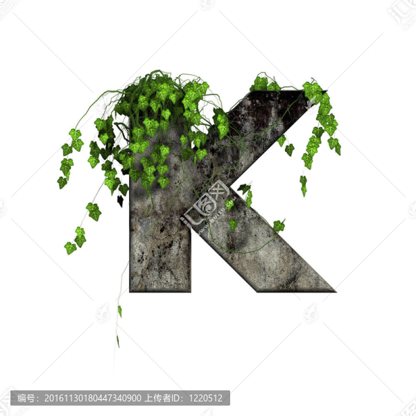 3D石字母上的綠色常春藤