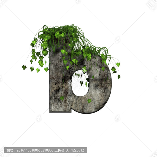 3D石字母上的綠色常春藤