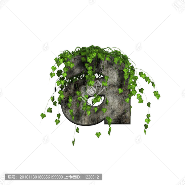 綠色常春藤上的3D石字母-,A