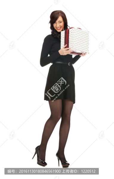 可愛的女人與禮品盒
