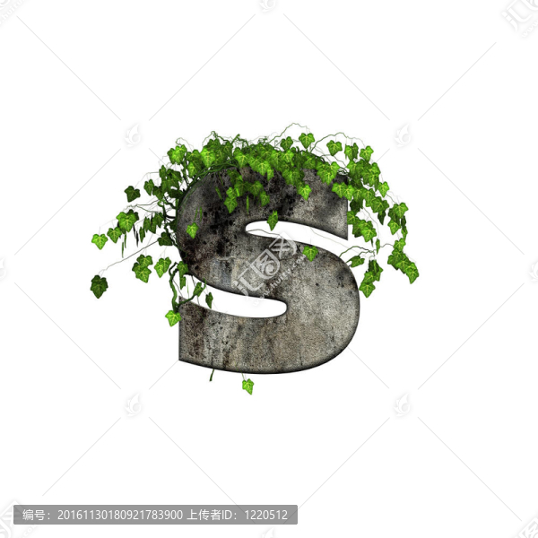 3D石頭上的綠色常春藤