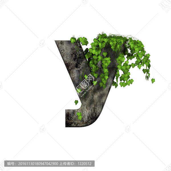 3D石頭上的綠色常春藤