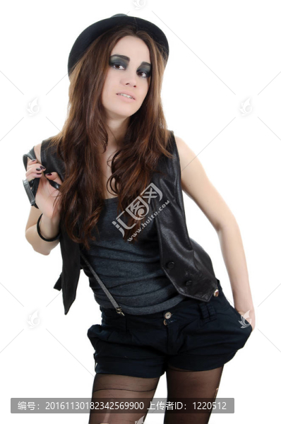 在一頂帽子的漂亮女孩肖像的grunge風(fēng)格
