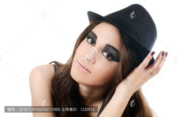 在帽子的漂亮女孩肖像的grunge風(fēng)格